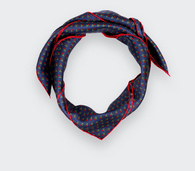 Navy blue green Grand Pan Bandana - Made in France - Cinabre Paris