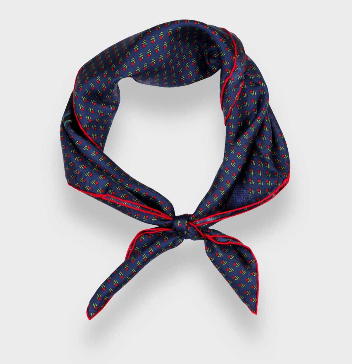 Navy blue green Grand Pan Bandana - Made in France - Cinabre Paris