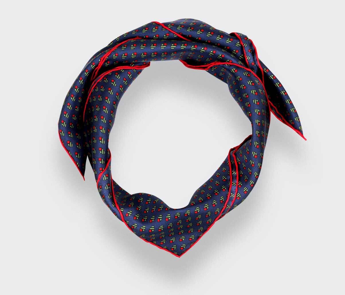 Navy blue green Grand Pan Bandana - Made in France - Cinabre Paris