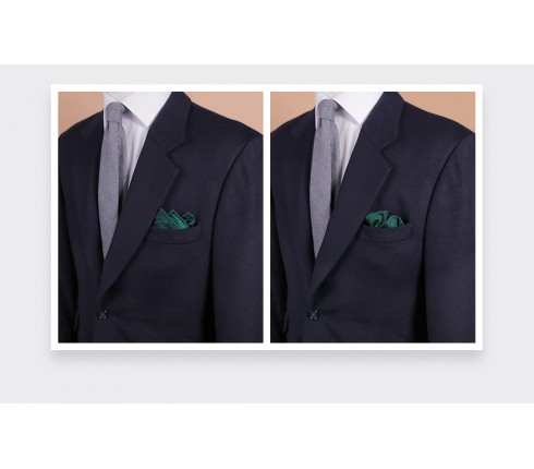 CINABRE Paris - Pocket Square - Green birdseye - Handmade