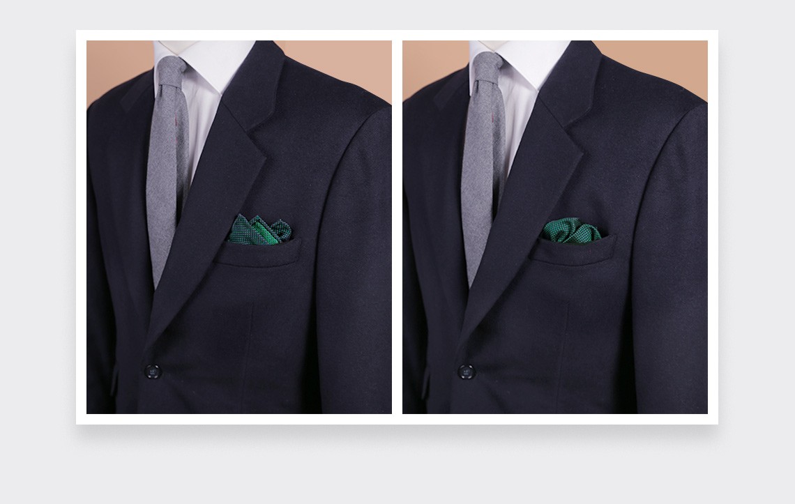 CINABRE Paris - Pocket Square - Green birdseye - Handmade