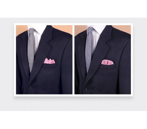 CINABRE Paris - Pocket Square - Pink coral - Handmade