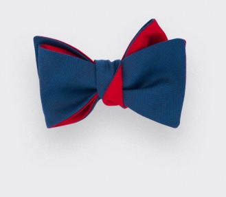 Bow Tie blue herringbone - wool and silk - cinabre paris