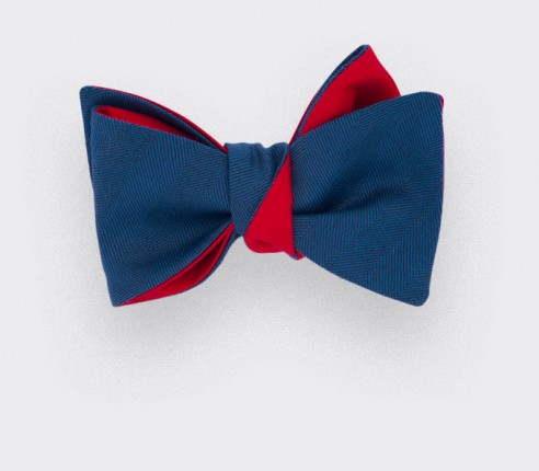 Bow Tie blue herringbone - wool and silk - cinabre paris