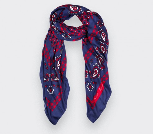 Navy Paris x Los Angeles Large Scarf