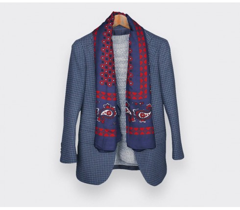 Foulard Paris x Los Angeles Bleu Marine Cinabre Esquivel