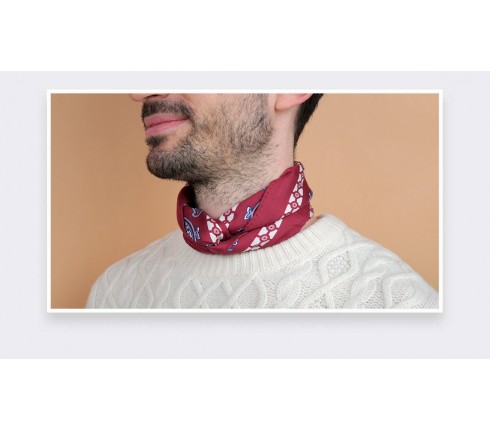 Bandana Paris x Los Angeles Bordeaux Cinabre made in France