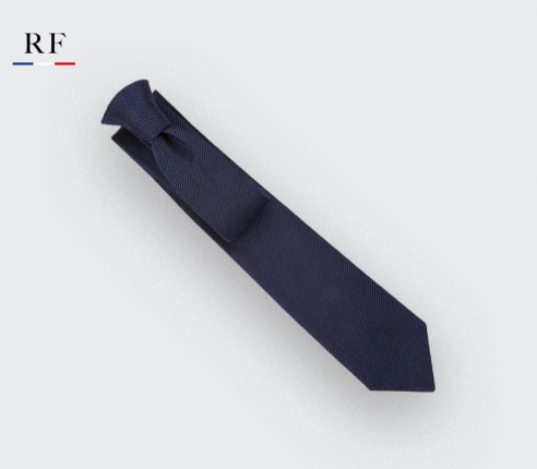 Twill 3D navy blue tie - silk - Cinabre Paris