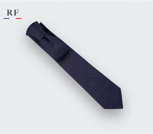 Polka dots textured navy blue tie - silk - Cinabre Paris