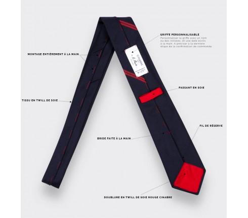 Red Single Stripe Tie - Cinabre Paris