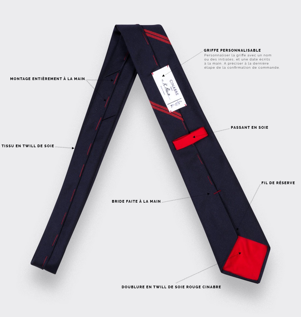 Red Single Stripe Tie - Cinabre Paris