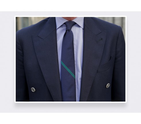 Green Single Stripe Tie - Cinabre Paris