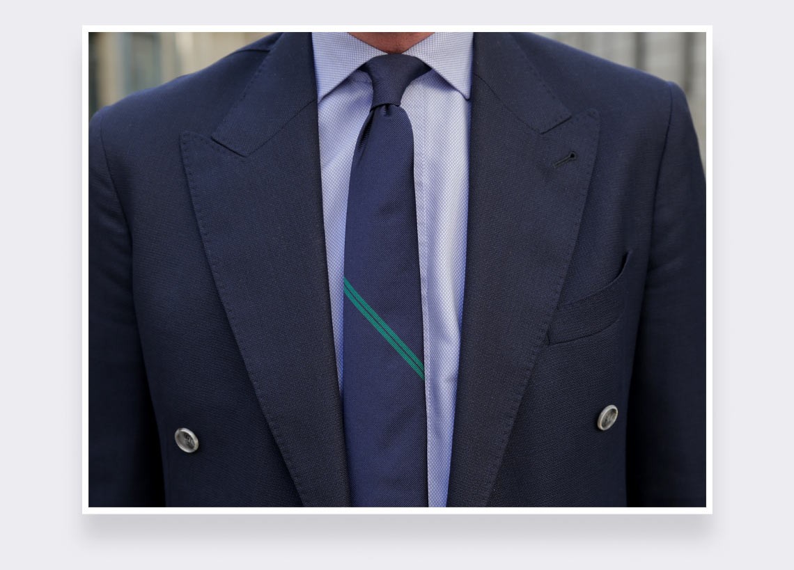 Green Single Stripe Tie - Cinabre Paris