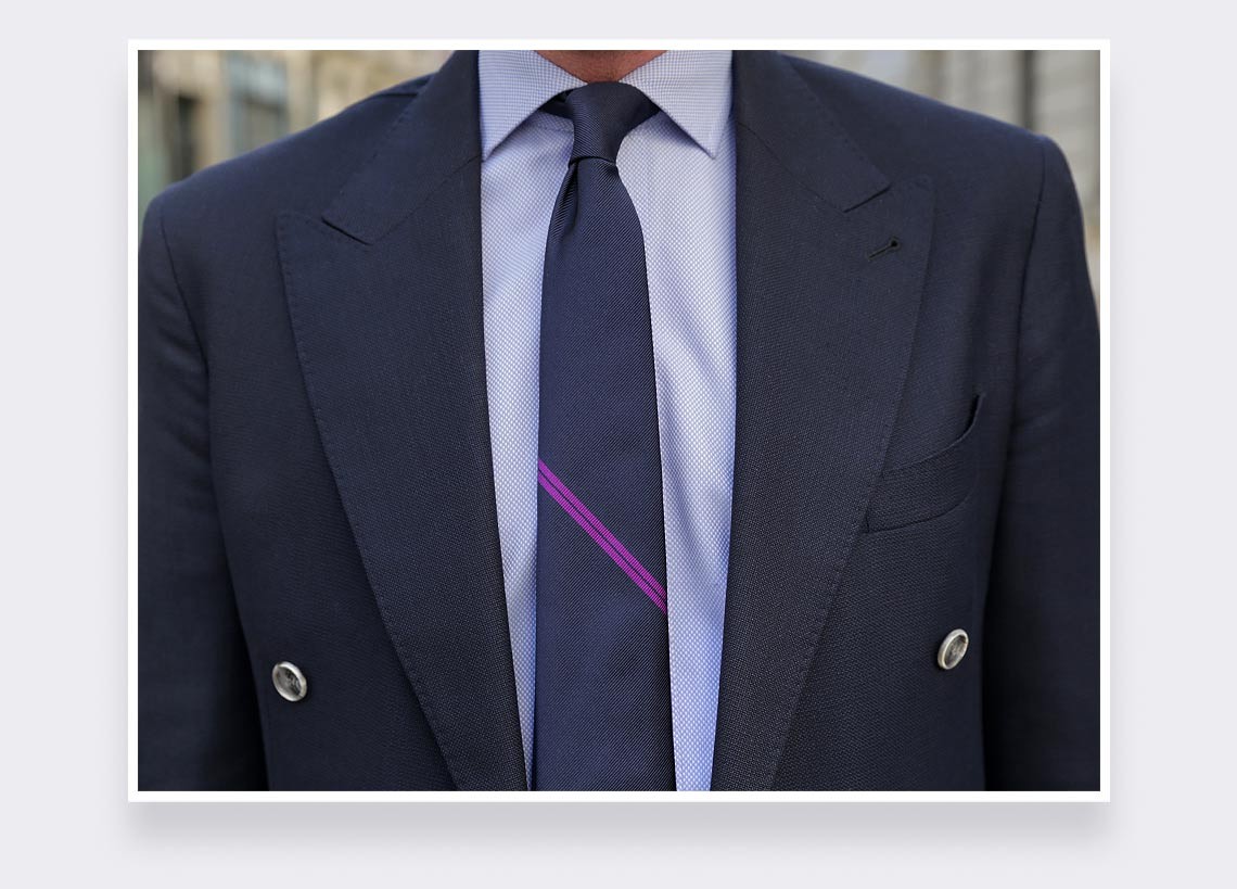 Purple Single Stripe Tie - Cinabre Paris