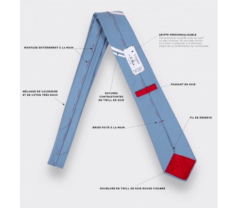Cravate Monorayure Piécé Ciel - Cinabre Paris