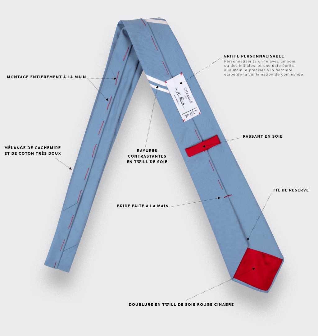Cravate Monorayure Piécé Ciel - Cinabre Paris