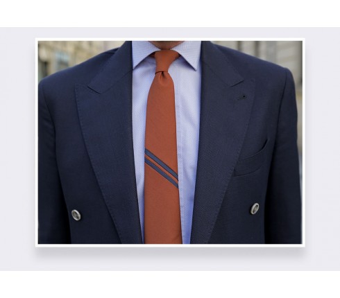 Rust Single Stripe Tie - Cinabre Paris