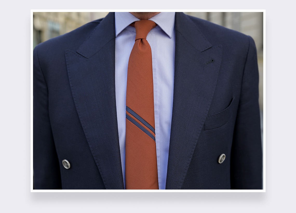 Rust Single Stripe Tie - Cinabre Paris