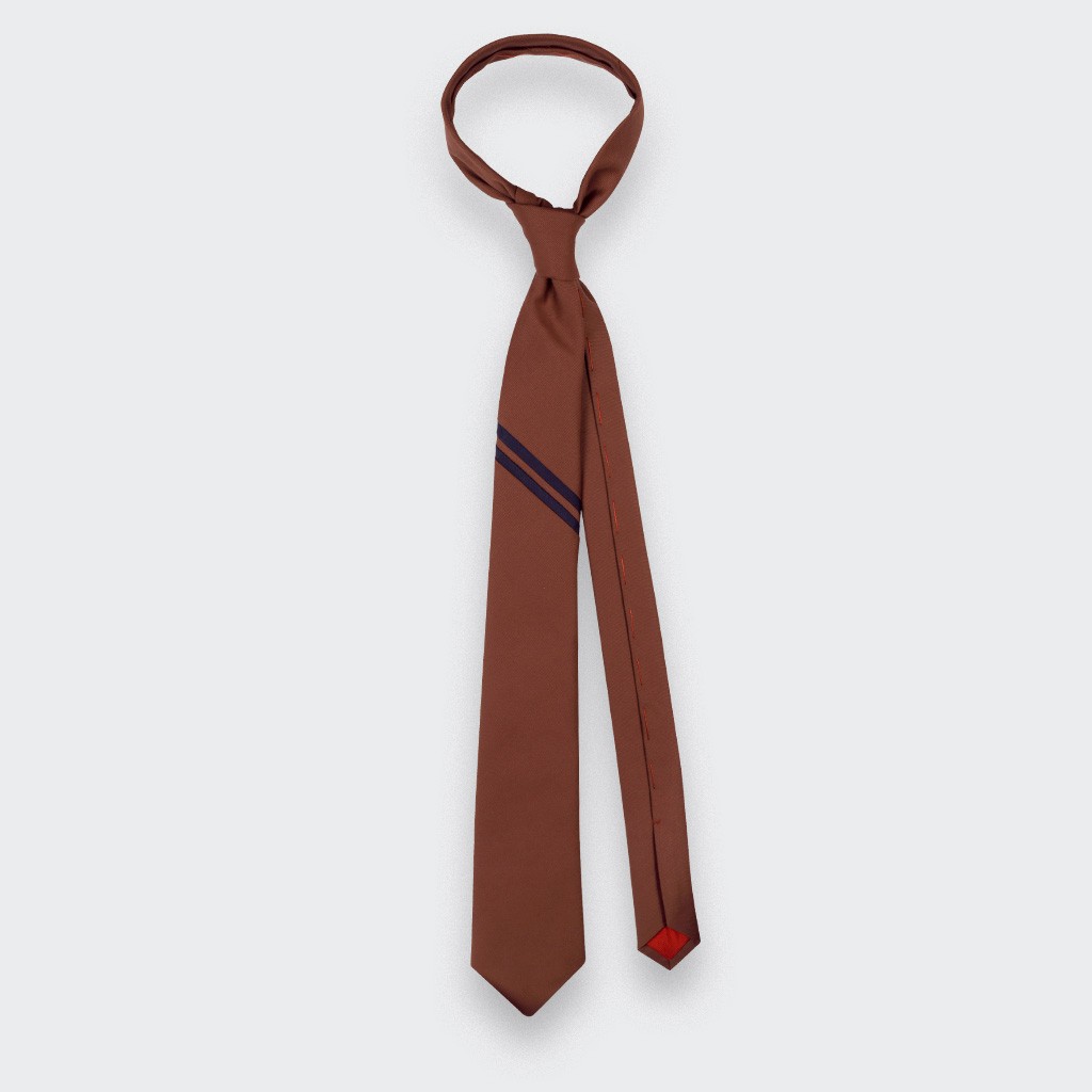 Rust Single Stripe Tie - Cinabre Paris