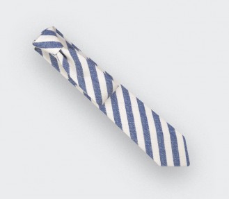 Tie Guethary white and blue stripes by Cinabre made in France