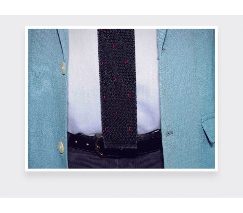 Burgundy Polka Dots Navy Blue Knitted Tie - Handmade by Cinabre Paris