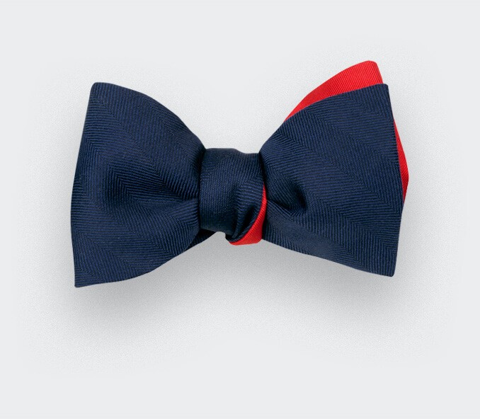 Navy blue herringbone bow tie - Cinabre Paris