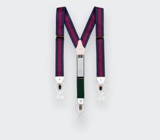 Navy and Burgundy Striped Braces - Cinabre Paris