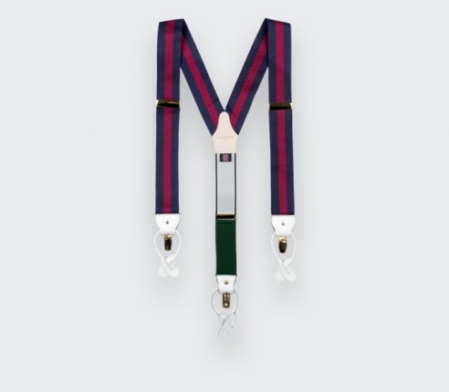 Navy and Burgundy Striped Braces - Cinabre Paris