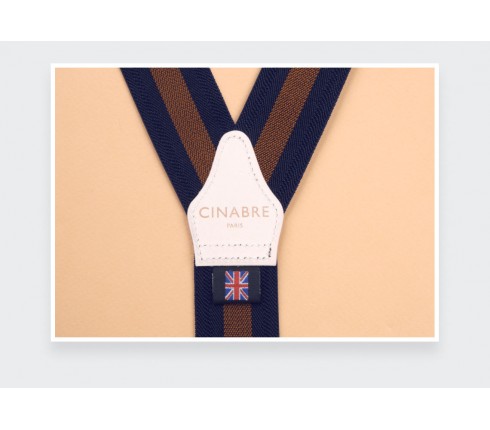 Navy and Brown Striped Braces - Cinabre Paris