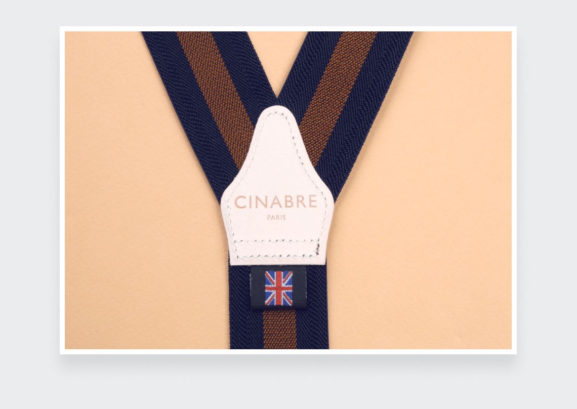 Navy and Brown Striped Braces - Cinabre Paris