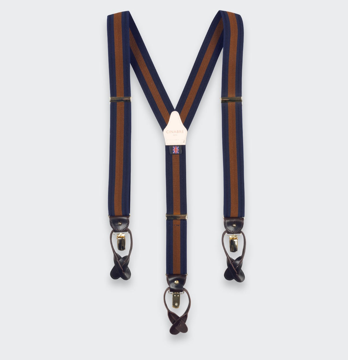 Navy and Brown Striped Braces - Cinabre Paris