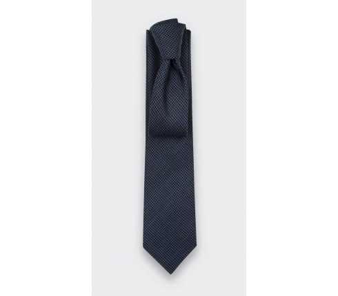 Navy Blue Houndstooth Tie - Cinabre Paris