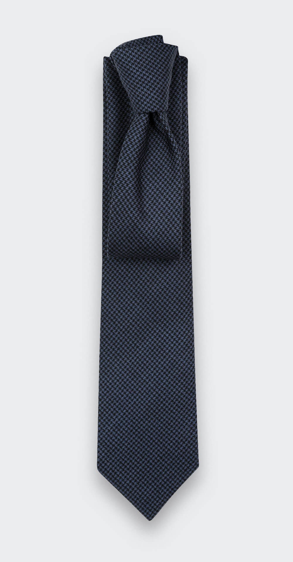 Navy Blue Houndstooth Tie - Cinabre Paris