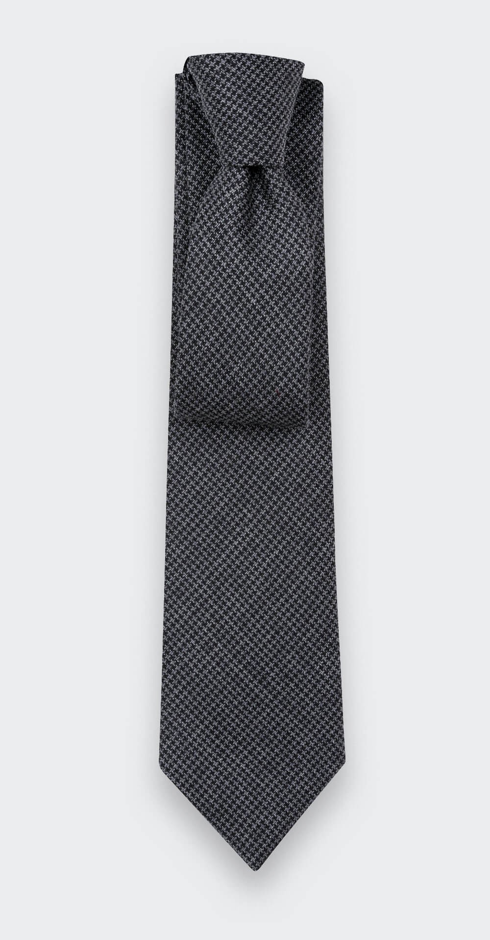 Grey Houndstooth Tie - Cinabre Paris