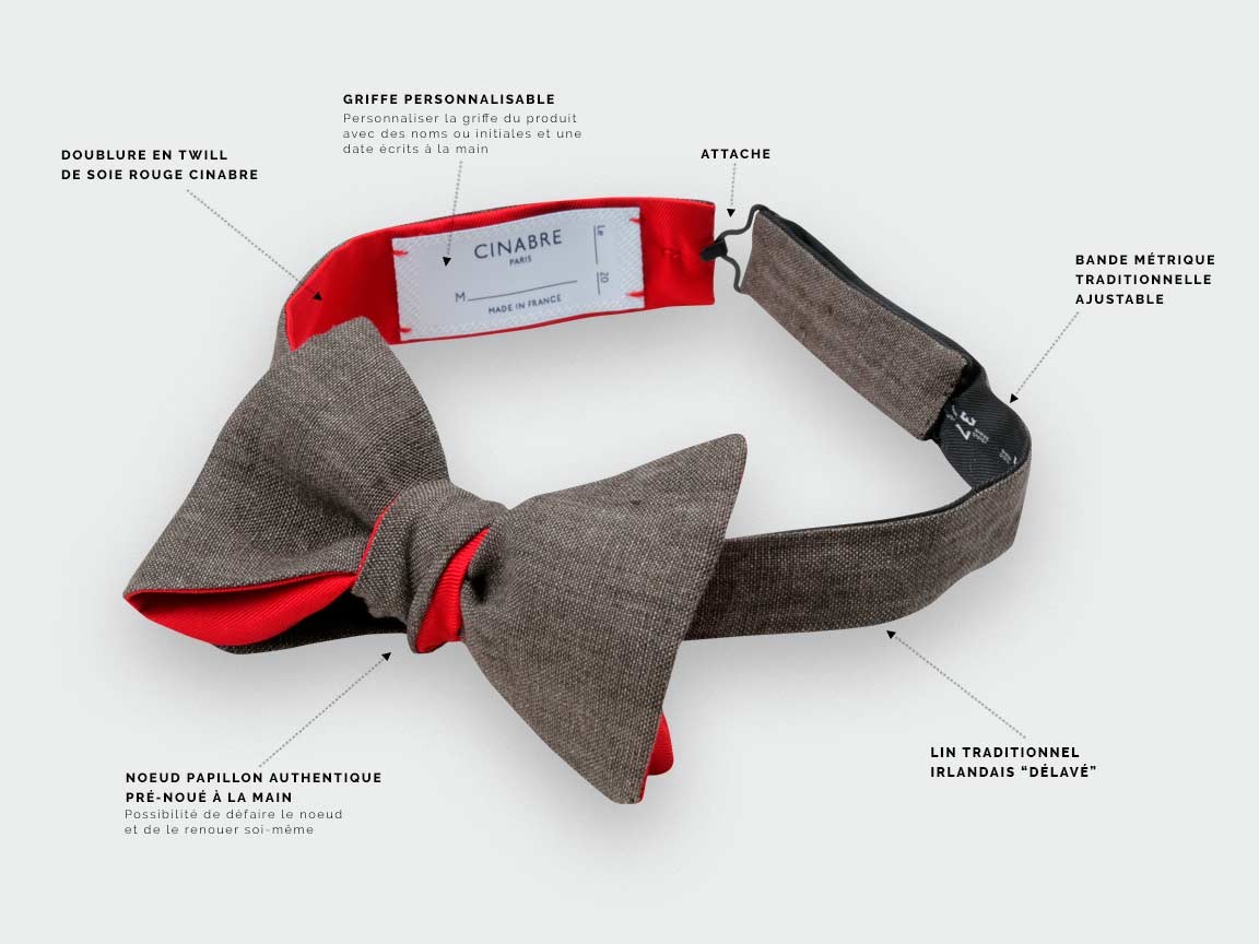 Brown Linen Bow Tie - Cinabre Paris