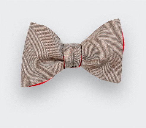 Light Brown Herringbone Bow Tie - Cinabre Paris