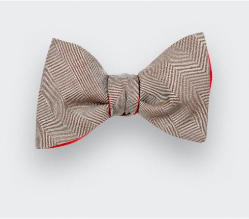 Light Brown Herringbone Bow Tie - Cinabre Paris