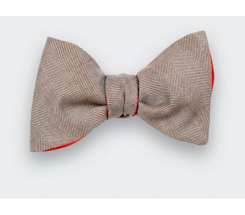 Light Brown Herringbone Bow Tie - Cinabre Paris