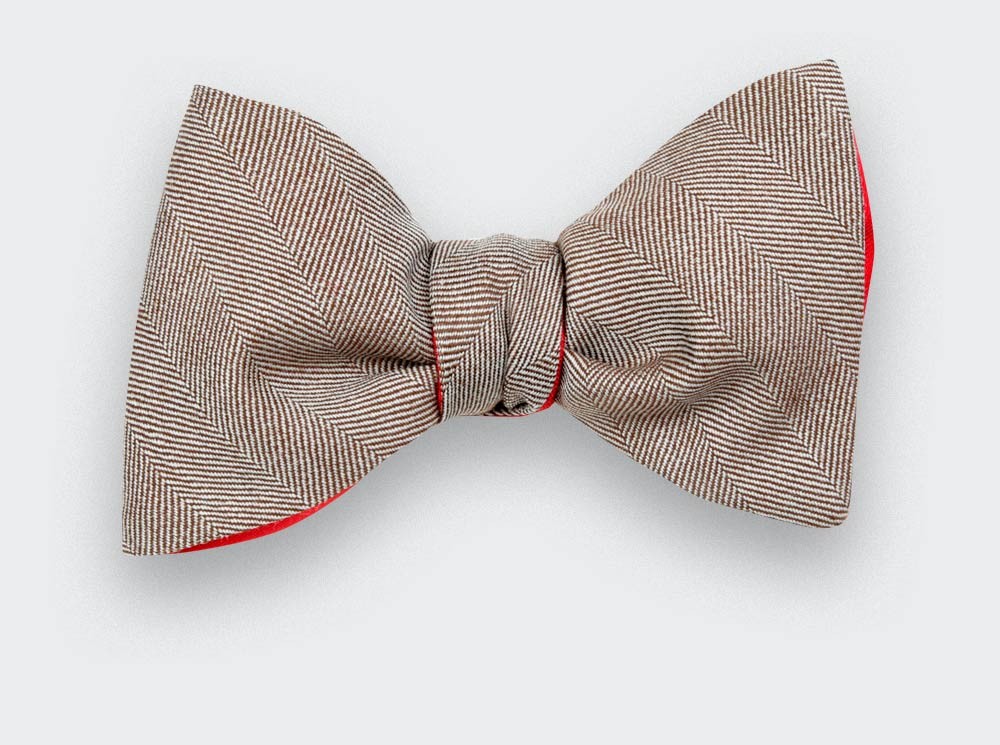 Light Brown Herringbone Bow Tie - Cinabre Paris