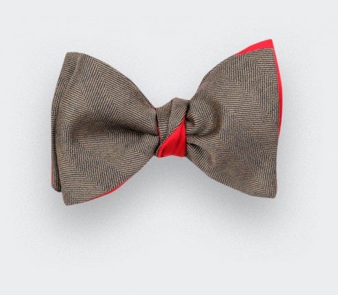 Brown Herringbone Bow Tie - Cinabre Paris