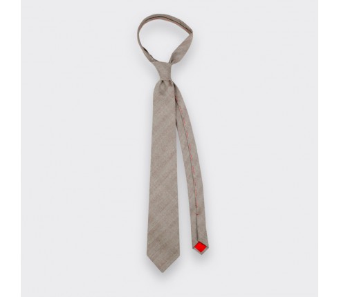 Light Brown Herringbone Tie - Cinabre Paris