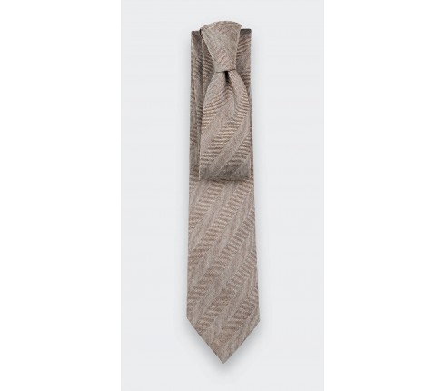 Light Brown Herringbone Tie - Cinabre Paris