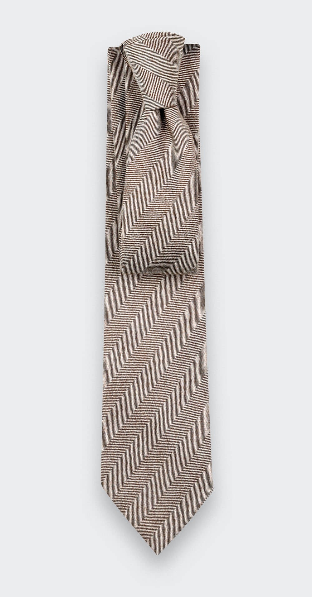 Light Brown Herringbone Tie - Cinabre Paris