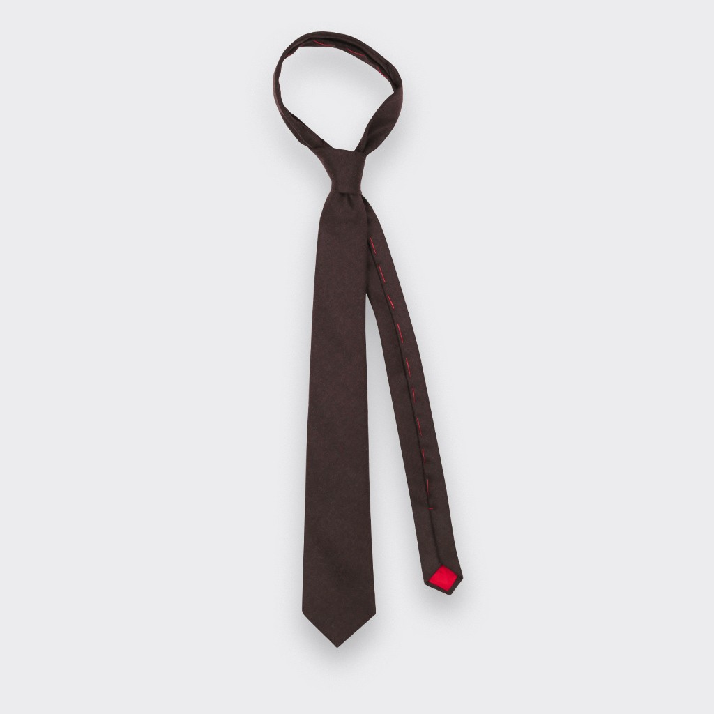 Dark Brown Flannel Tie - Cinabre Paris