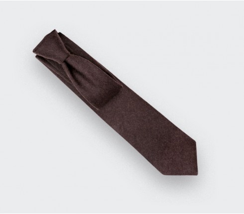 Dark Brown Flannel Tie - Cinabre Paris