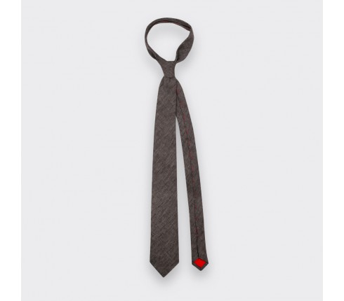 Brown Linen tie - Cinabre Paris