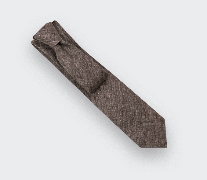 Brown Linen tie - Cinabre Paris