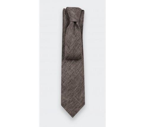 Brown Linen tie - Cinabre Paris