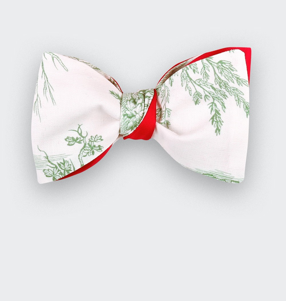 CINABRE Paris - Kid Bowtie - Green Toile de Jouy - handmade