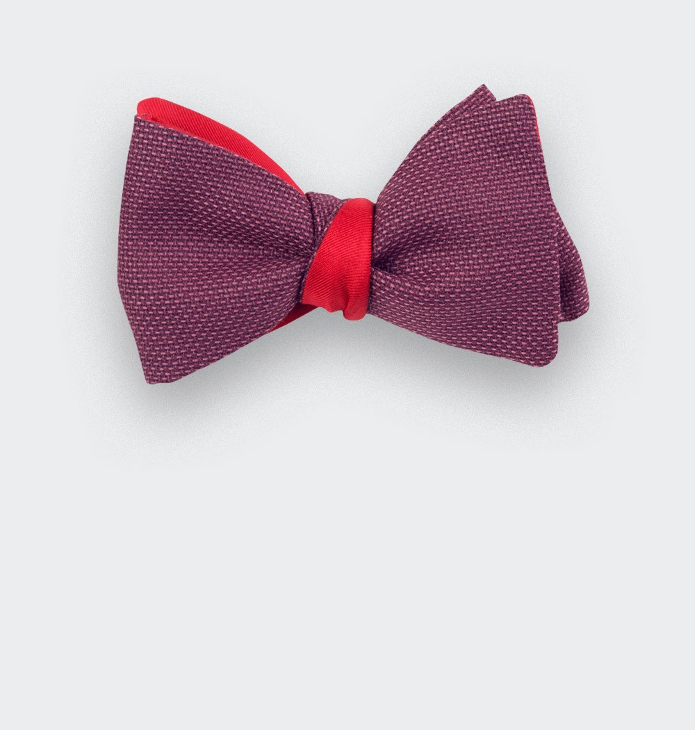 Fuchsia Mesh Kid Bow Tie - wool - Cinabre Paris